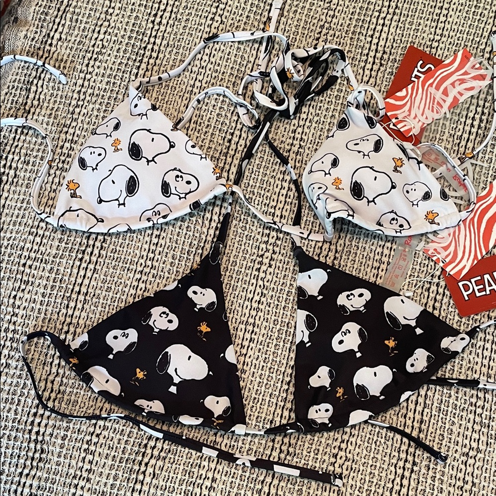 ROMWE X Peanuts Snoopy swim tops set of 2 size M